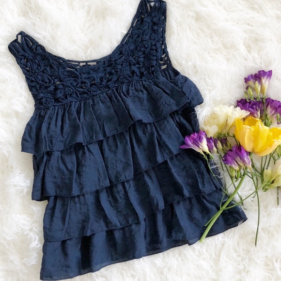 Alythea Navy Blue Tiered Ruffle Tank - Picture 4 of 4